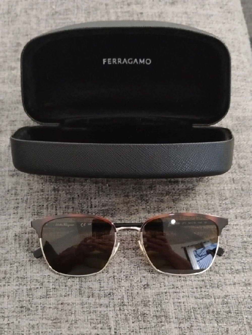 Salvatore Ferragamo Brown and Gold Men's Sunglasses - Picture 1 of 4